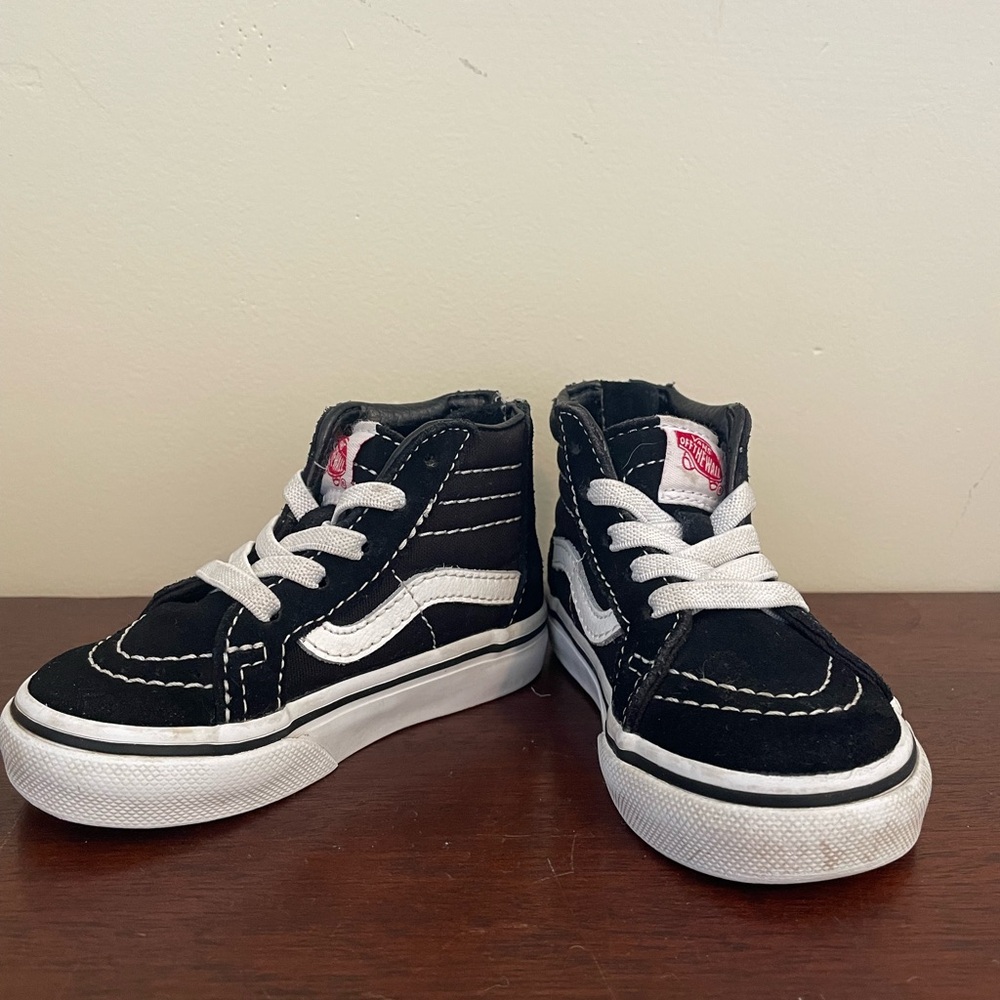 Vans Kids Black and White High-Top Sneakers